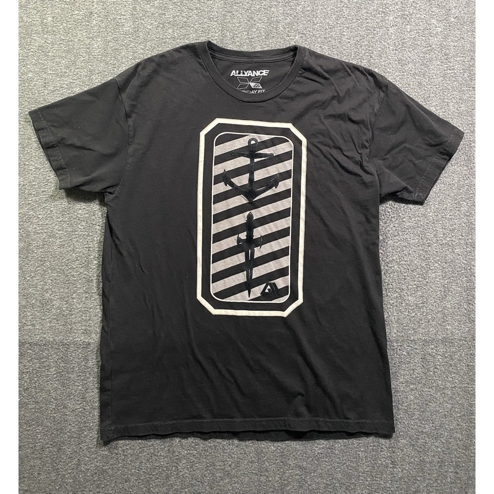 Allyance Everyday Fit Black Graphic T Shirt Men XL Anchor Dagger Pima Cotton